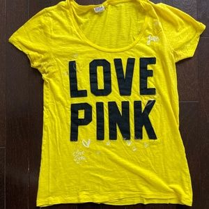 PINK Victoria's Secret Yellow & Black T-Shirt
